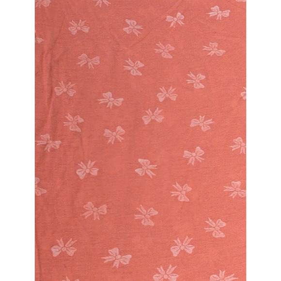 Charlotte Russe Coral Pink Bow Print Mini Dress Small S V-Neck Short Sleeve... - Picture 8 of 11